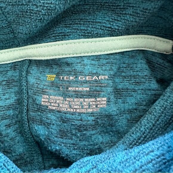 Tek Gear teal heather fleece turtleneck pullover athletic top size L - Picture 4 of 8